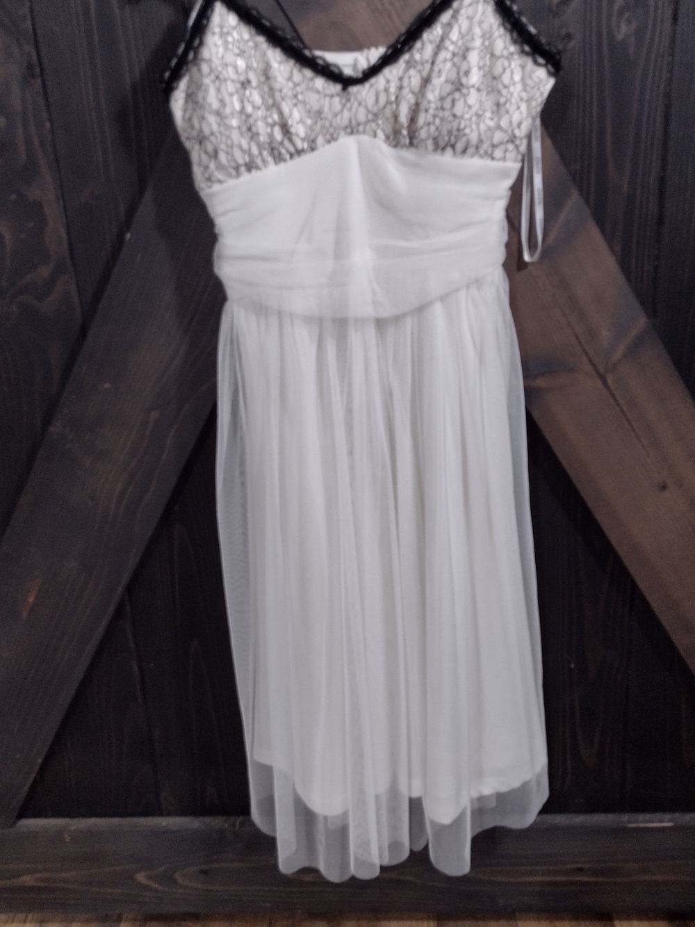 XOXO White and Black Lace Midi Dress